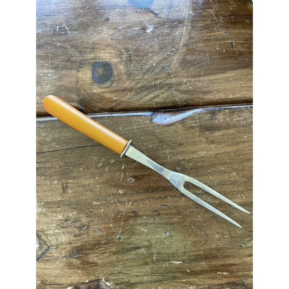 Bakelite Catalan Mustard Butterscotch Serving Fork Vintage